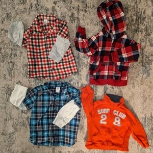 Plaid Kids Shirt Set - Red, Blue, Orange